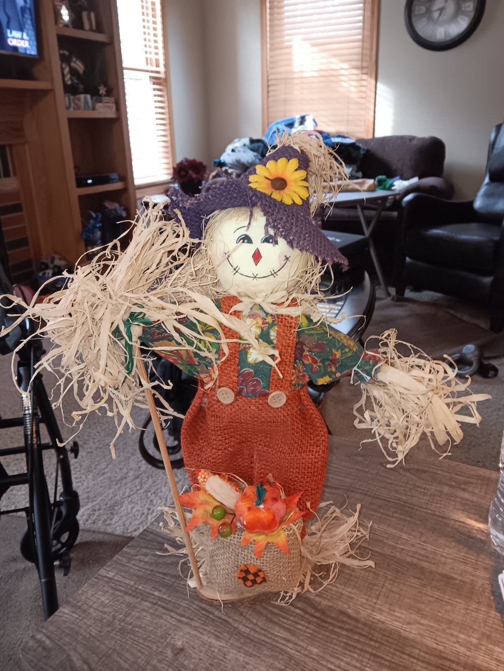 Table Top Orange and Purple Fall Scarecrow Figurine
